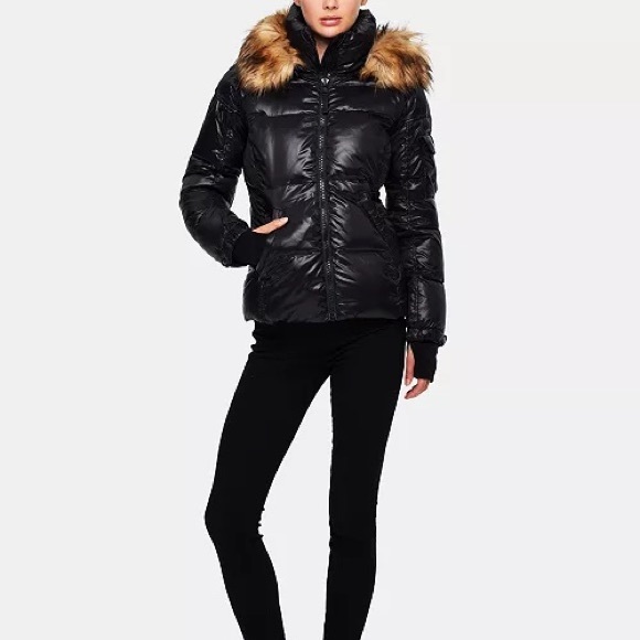 women's allie faux fur trim hooded down puffer coat